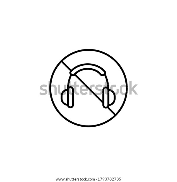 Headphones Ban Prohibited Headphones Simple Thin Stock Vector (Royalty