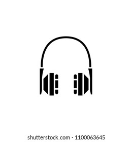 Headphones black icon concept. Headphones flat  vector symbol, sign, illustration.