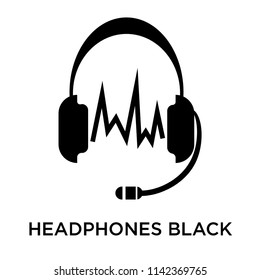 Headphones black shape icon vector isolated on white background for your web and mobile app design, Headphones black shape logo concept