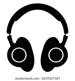 Headphones Black Silhouette Over-Ear Audio Icon