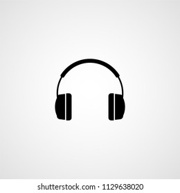 Headphones black silhouette. Vector icon