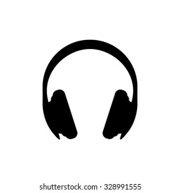 Headphones - black vector icon