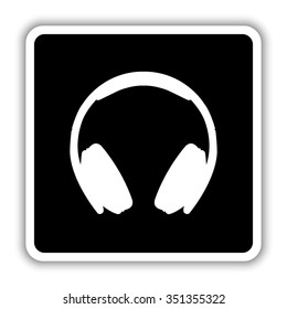 Headphones - black vector icon