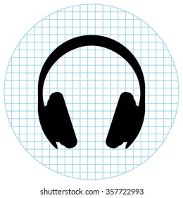 Headphones -  black vector icon