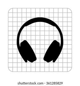 Headphones  - black vector icon
