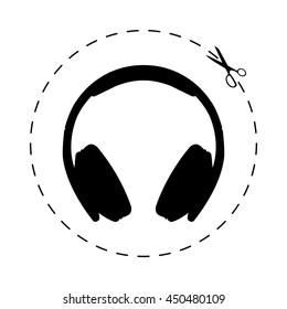Headphones  - black vector icon