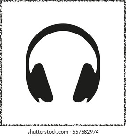 Headphones  - black vector icon