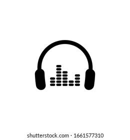 Headphones  - black vector icon listening music symbol 