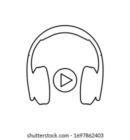 Headphones  - black vector icon listening music symbol 