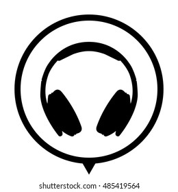 Headphones - black  vector icon; map pointer