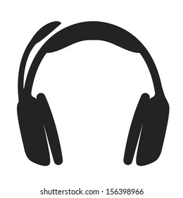 headphones black web icon. vector illustration