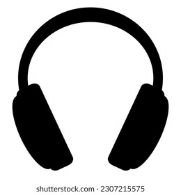 Headphones - black and white simple symbol silhouette of circumaural headphones, vector illustration isolated on white background