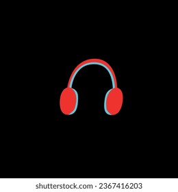 Headphones in blue and red colors in front of the background