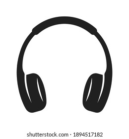 Headphones bold black silhouette icon isolated on white. Earspeakers, earphones pictogram. Sound equipment, audio tool, music listening device vector element for infographic, web.