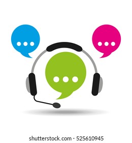 headphones bubble speech service vector illustration eps 10