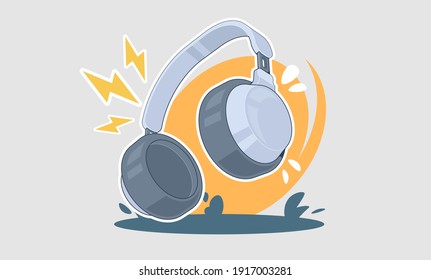 Headphones cartoon illustration. music concept vector design with headphone for print and web.