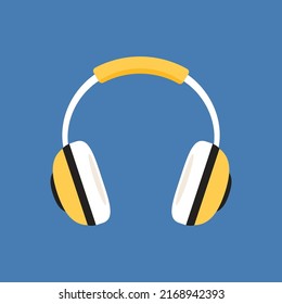 Headphones cartoon vector. Headphones earphones flat icon. Headset silhouette.