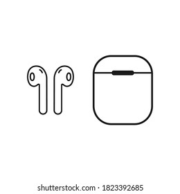 Auriculares con icono de línea de mayúsculas. Ilustración vectorial aislada en blanco. Símbolo inalámbrico lineal para auriculares.