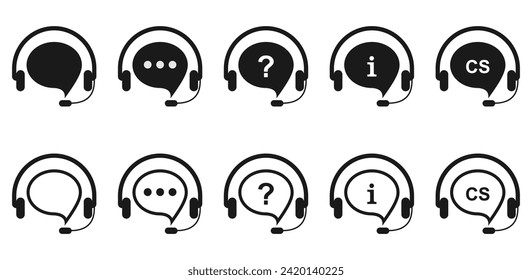 Headphones with chat icon. symbol of online support, customer service, call center or operator. flat design vector illustration isolated on white background.