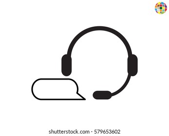 headphones, chat icon, vector illustration eps10