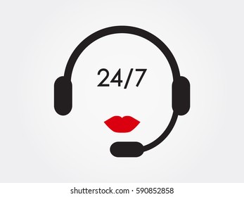 headphones, chat icon, vector illustration eps10