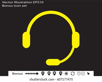 headphones, chat icon, vector illustration eps10