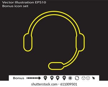 headphones, chat icon, vector illustration eps10