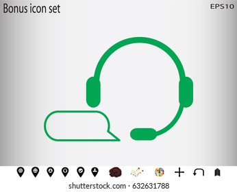 headphones, chat icon, vector illustration eps10