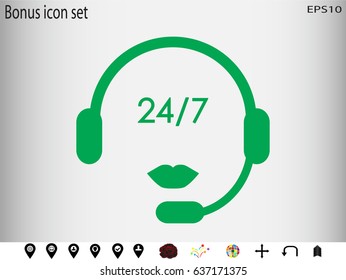 headphones, chat icon, vector illustration eps10