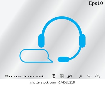 headphones, chat icon, vector illustration eps10