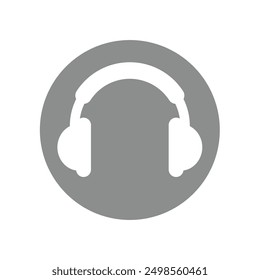 Headphones in circle vector icon. Headset or earphones symbol.