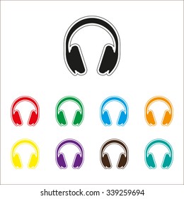 Headphones - color vector icon