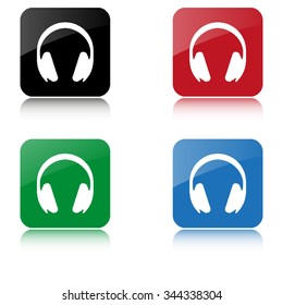 Headphones  - color vector icon  with shadow