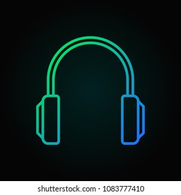 Headphones colored icon. Vector headphone concept sign or design element in thin line style on dark background