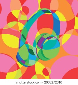 Headphones Colorful Abstract Vector Illustration