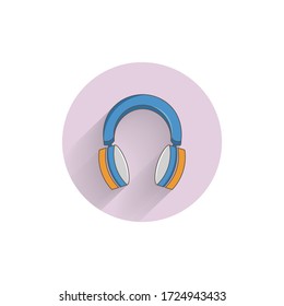 headphones colorful flat icon with long shadow. headphones flat icon