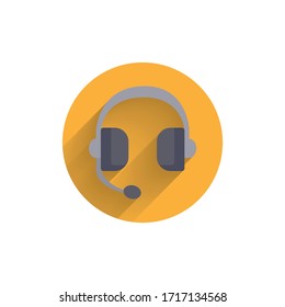 headphones colorful flat icon with shadow. headphones flat icon