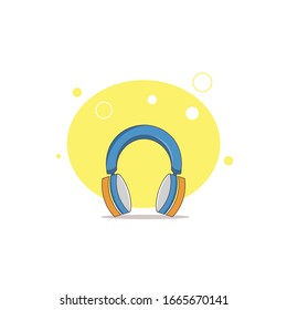 headphones colorful flat vector icon