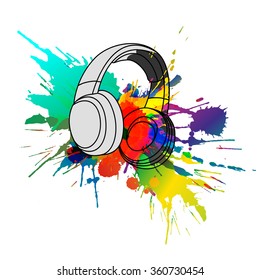 Headphones with colorful splashes