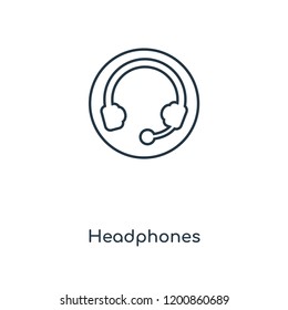 Headphones concept line icon. Linear Headphones concept outline symbol design. This simple element illustration can be used for web and mobile UI/UX.