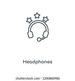 Headphones concept line icon. Linear Headphones concept outline symbol design. This simple element illustration can be used for web and mobile UI/UX.