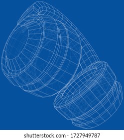 Headphones concept outline. Vector rendering of 3d. Wire-frame style. The layers of visible and invisible lines are separated