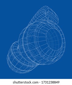 Headphones concept outline. Vector rendering of 3d. Wire-frame style. The layers of visible and invisible lines are separated