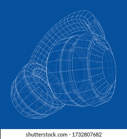 Headphones concept outline. Vector rendering of 3d. Wire-frame style. The layers of visible and invisible lines are separated