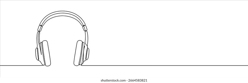 Fones de ouvido desenho contínuo de uma linha. Fones de ouvido sem fio.