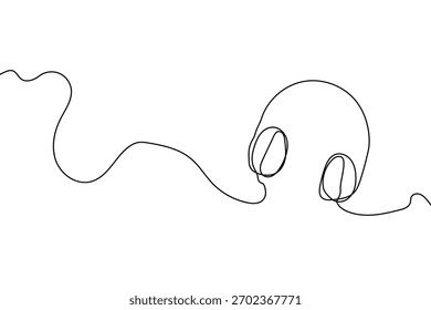 Headphones continuous one line drawing, minimal and clean design.eps
