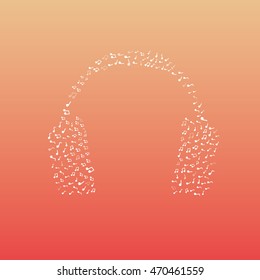 headphones creative isolated. musical notes. signs and simbols vector illustration. eps10