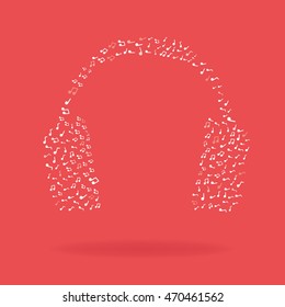 headphones creative isolated. musical notes. signs and simbols vector illustration. eps10