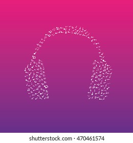 headphones creative isolated. musical notes. signs and simbols vector illustration. eps10