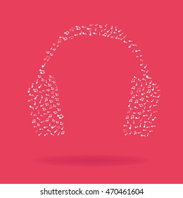 headphones creative isolated. musical notes. signs and simbols vector illustration. eps10